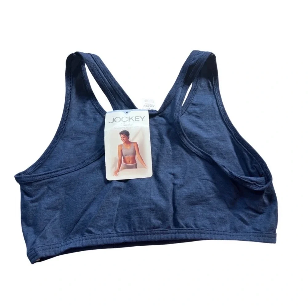 Jockey For Her Classics Vintage 1997 Navy Blue Cotton Sports Bra XL Made in USA